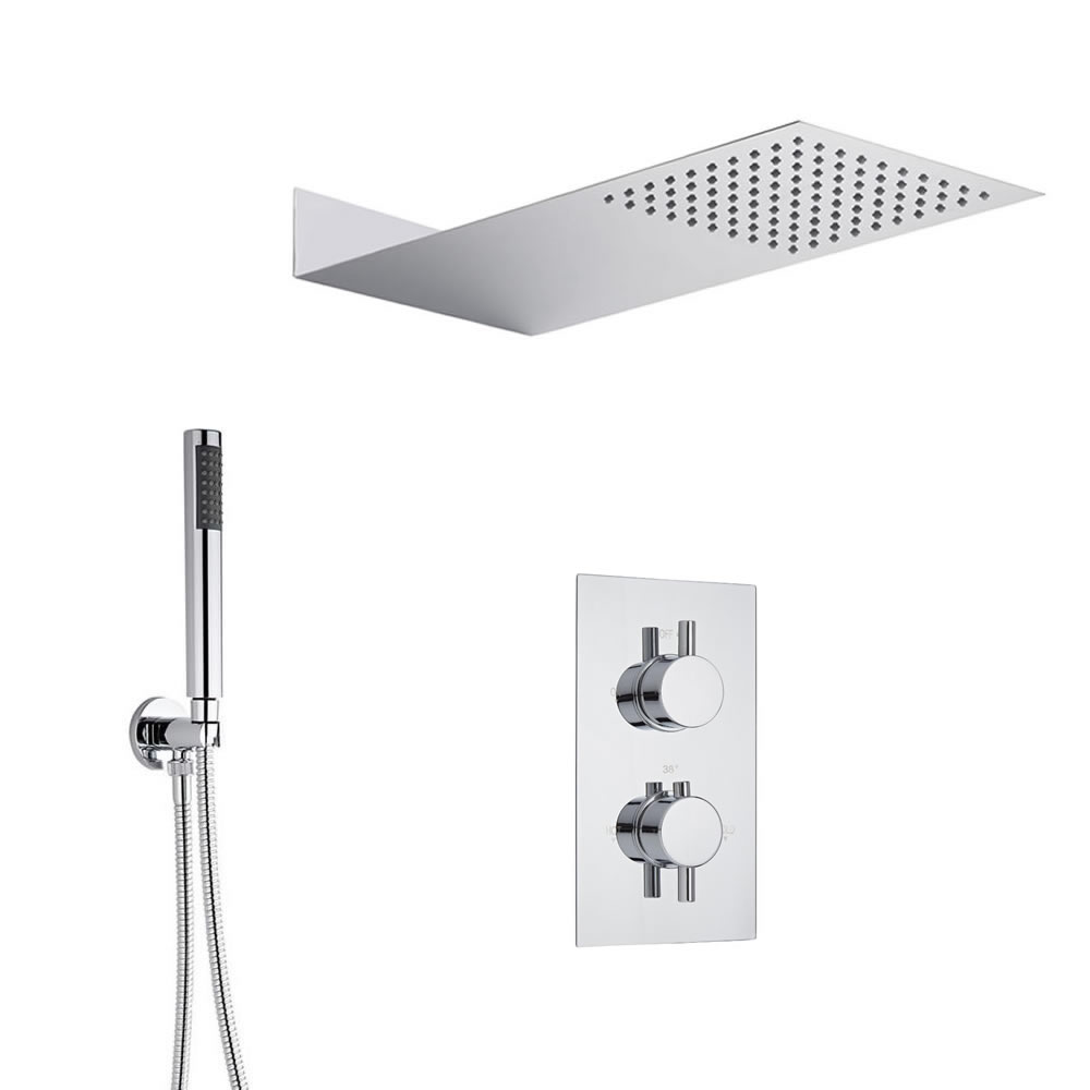Conjunto de Ducha con Llave Mezcladora Termostática de Ducha y Alcachofa Extraplana