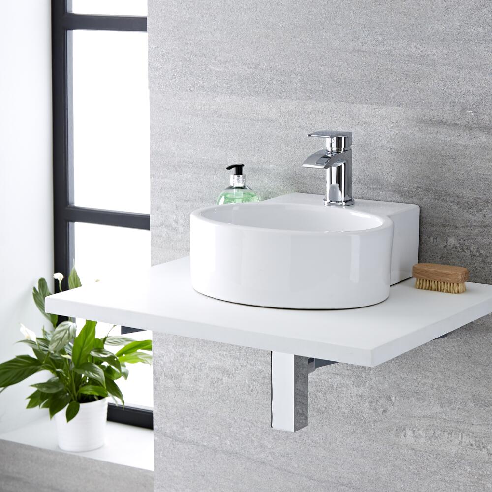 Lavabo Sobre Encimera Redondo de Cerámica 345x330mm - Covelly