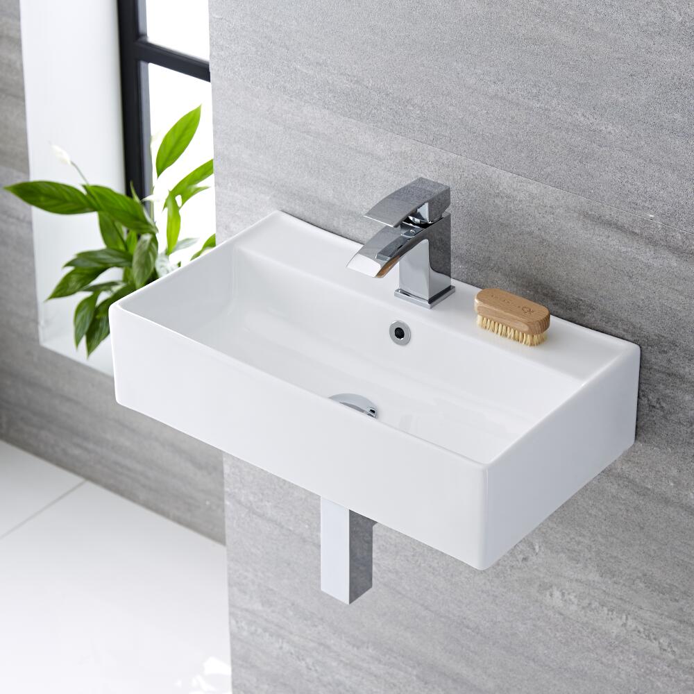 Lavabo Suspendido Rectangular de Cerámica 500x310mm - Halwell