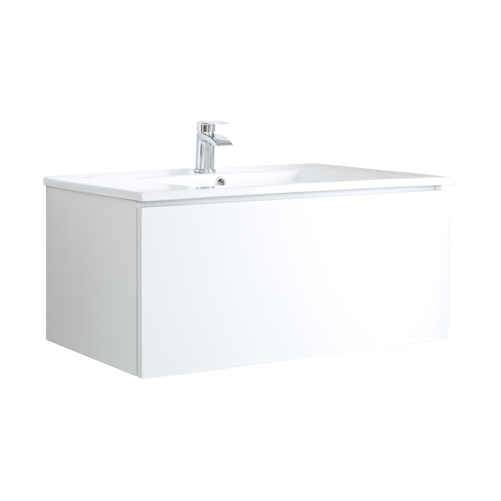 Mueble de Lavabo Mural Moderno de 1000mm Color Blanco Opaco con Lavabo Integrado para Baño - Newington