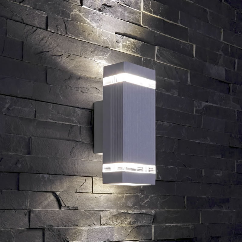 Biard Apliqué de Pared Exterior Bidireccional con Diseño Cúbico Architect Gris