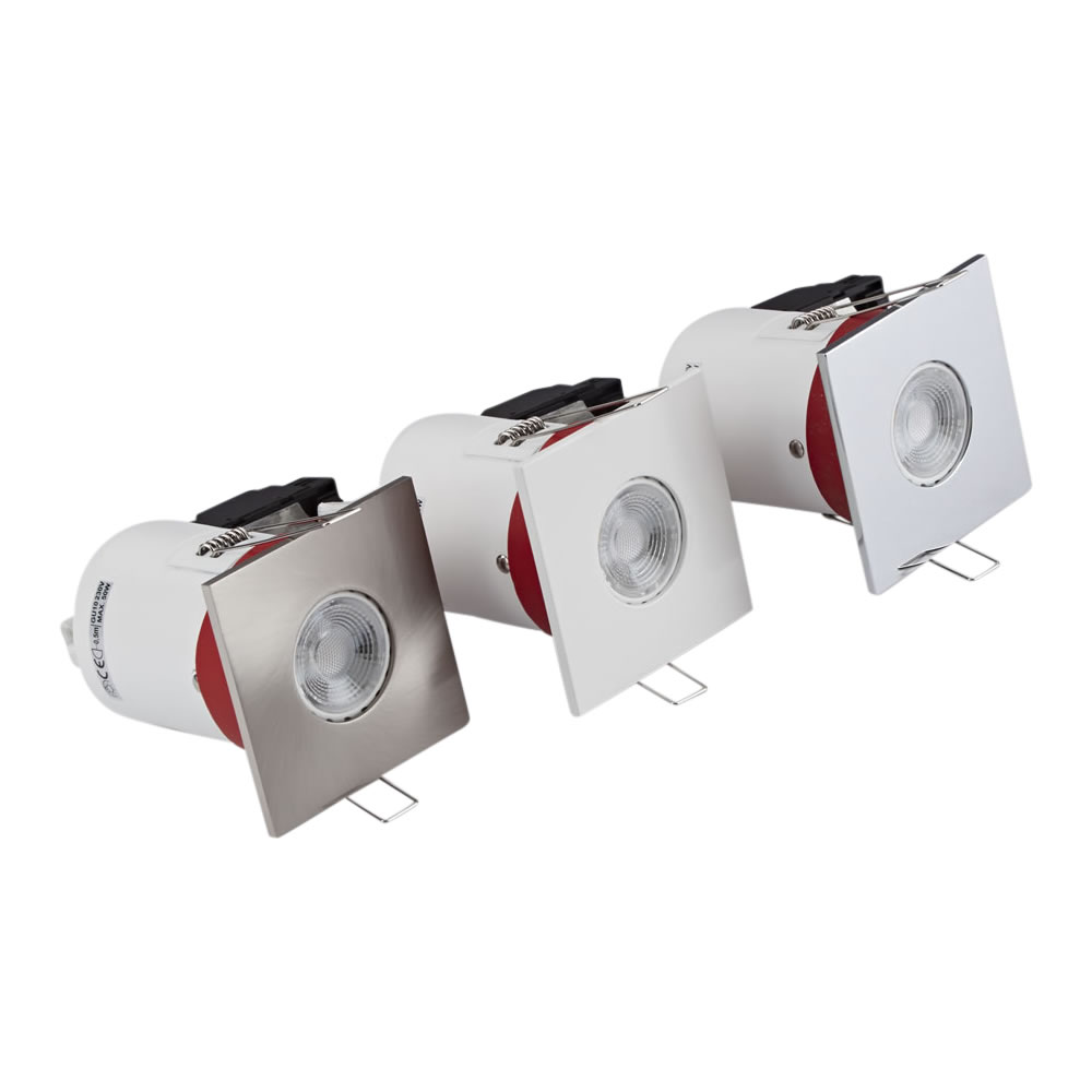 Biard Conjunto con 3 Focos Downlight Inclinables Empotrables de Techo Clasifícación Ignífuga GU10 con Bisel Cuadrado Disponible en 3 Colores