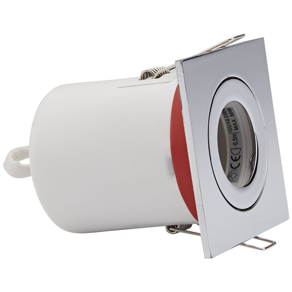 Foco Downlight Empotrable IP20 GU10 Inclinable de Techo Clasifícación Ignífuga con Bisel Cuadrado Disponible en 3 Colores