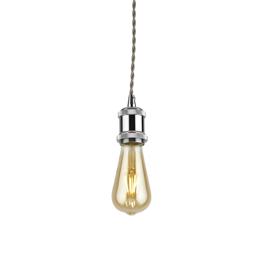 Colgante Portabombilla Estilo Vintage de Aluminio Con Acabado Cromado - Norrebro