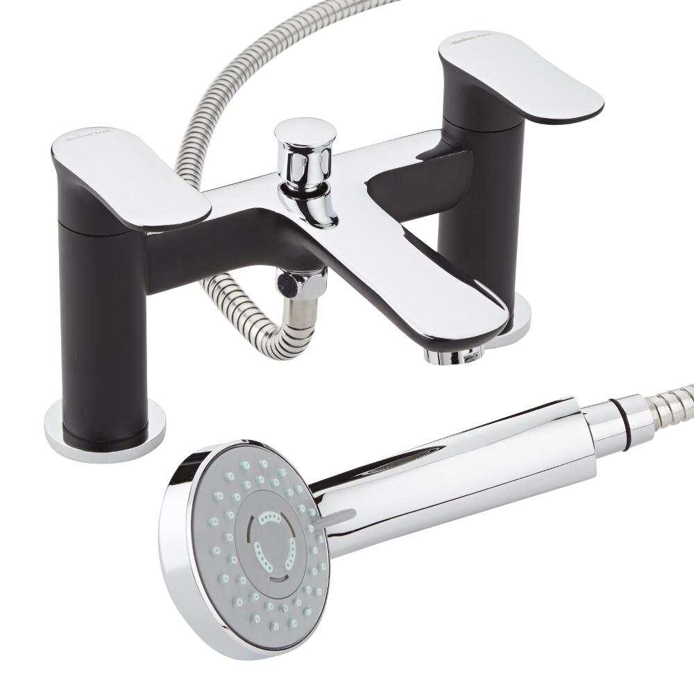 Grifería de Bañera Sobrebañera de Color Negro con Ducha Mano - Moven