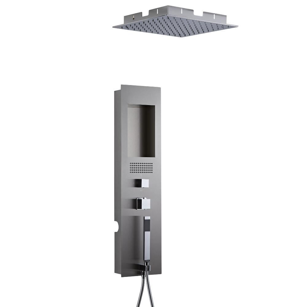 Panel de Ducha Empotrable Hidromasaje con Alcachofa de Ducha Cuadrada de Techo Empotrable de 400mm - Llis