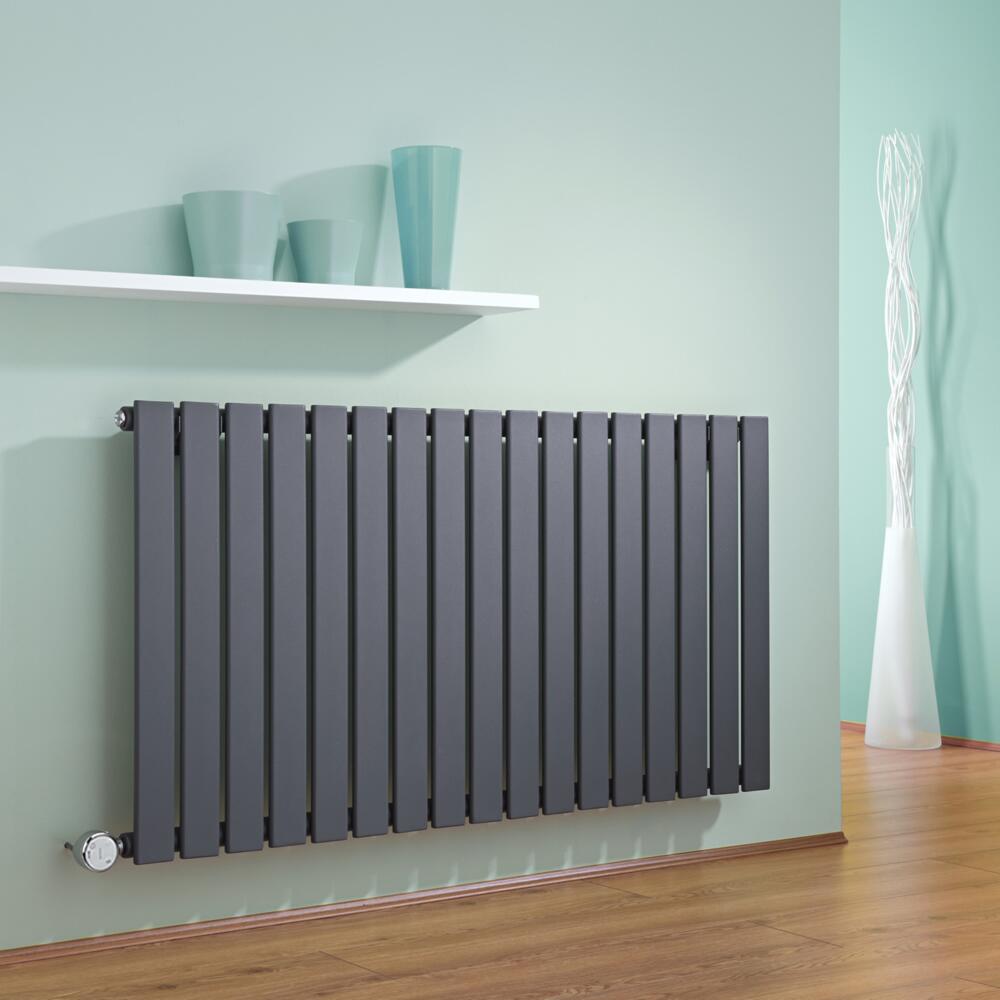 Radiador de Diseño Eléctrico Horizontal - Antracita - 635mm x 1190mm x 46mm - Elemento Termostático de 1000W - Delta