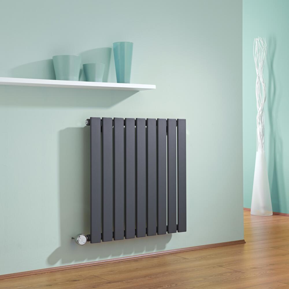 Radiador de Diseño Eléctrico Horizontal - Antracita - 635mm x 630mm x 46mm - Elemento Termostático de 600W - Delta