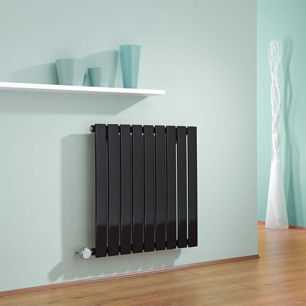 Radiador de Diseño Eléctrico Horizontal - Negro - 635mm x 630mm x 46mm - Elemento Termostático de 600W - Delta