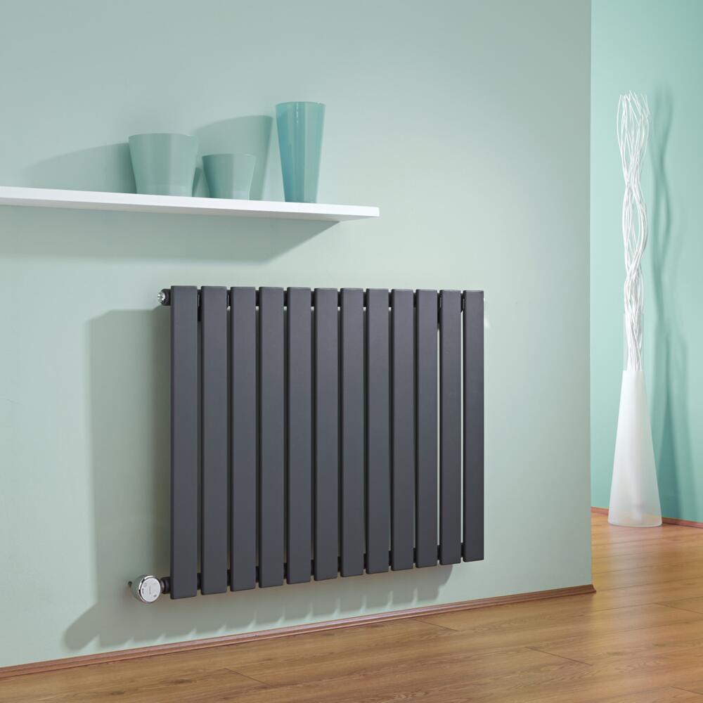 Radiador de Diseño Eléctrico Horizontal - Antracita - 635mm x 840mm x 46mm - Elemento Termostático de 600W - Delta