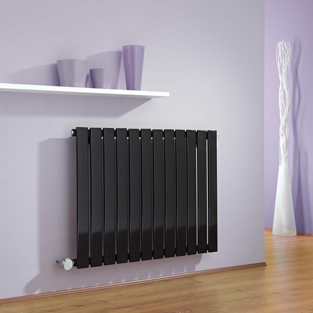 Radiador de Diseño Eléctrico Horizontal - Negro - 635mm x 840mm x 46mm - Elemento Termostático de 600W - Delta