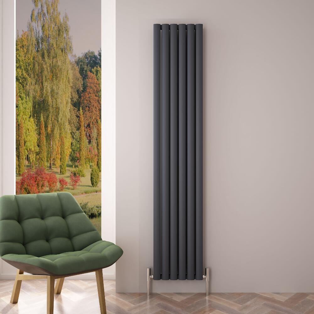 Radiador de Diseño Vertical Doble - Antracita - 1800mm x 350mm x 76mm - 1502 Vatios - Revive Air