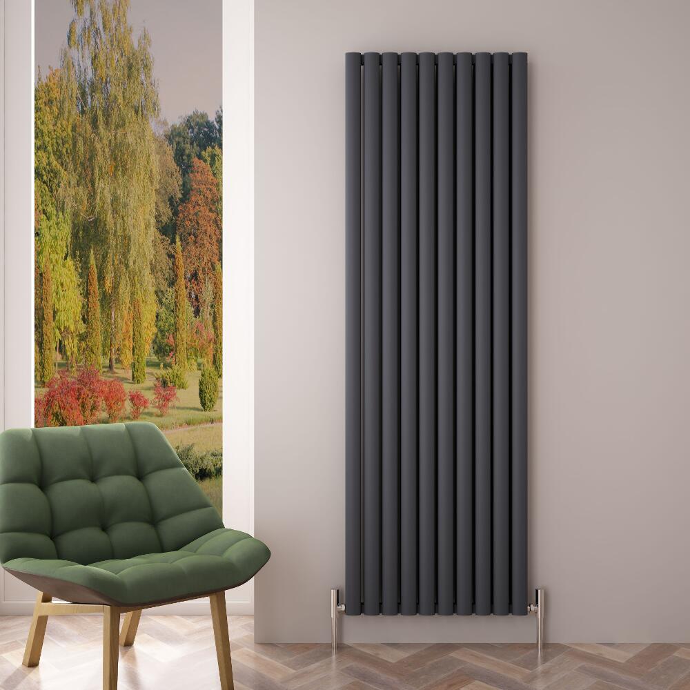Radiador de Diseño Vertical Doble - Antracita - 1800mm x 590mm x 76mm - 2506 Vatios - Revive Air