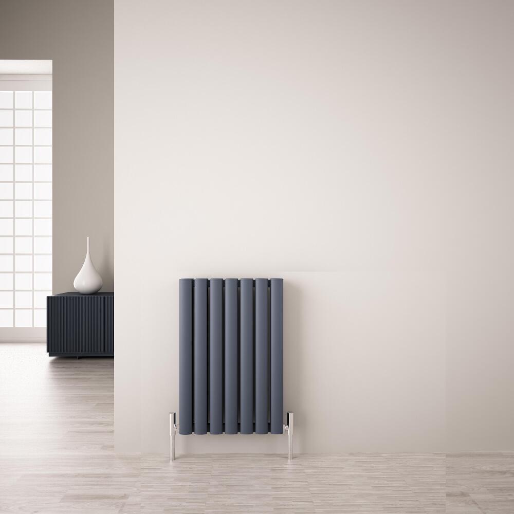 Radiador de Diseño Horizontal Doble - Antracita - 600mm x 410mm x 76mm - 804 Vatios - Revive Air
