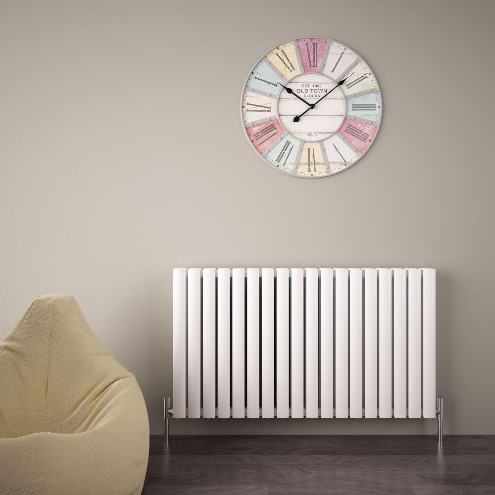 Radiador de Diseño Horizontal Doble - Blanco - 600mm x 1070mm x 76mm - 2067 Vatios - Revive Air