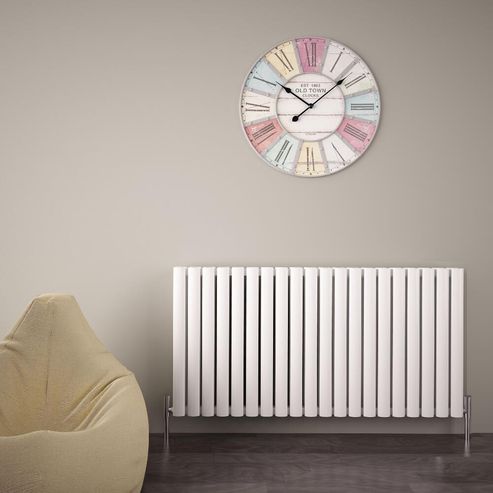 Radiador de Diseño Horizontal Doble - Blanco - 600mm x 1190mm x 76mm - 2298 Vatios - Revive Air