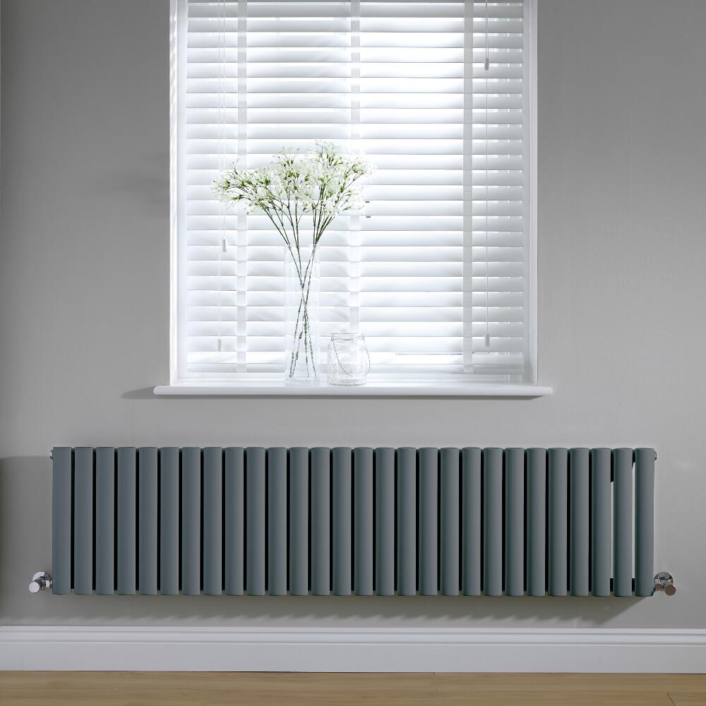 Radiador de Diseño Horizontal Doble - Antracita- 400mm x 1647mm x 56mm - 1138 Vatios – Revive