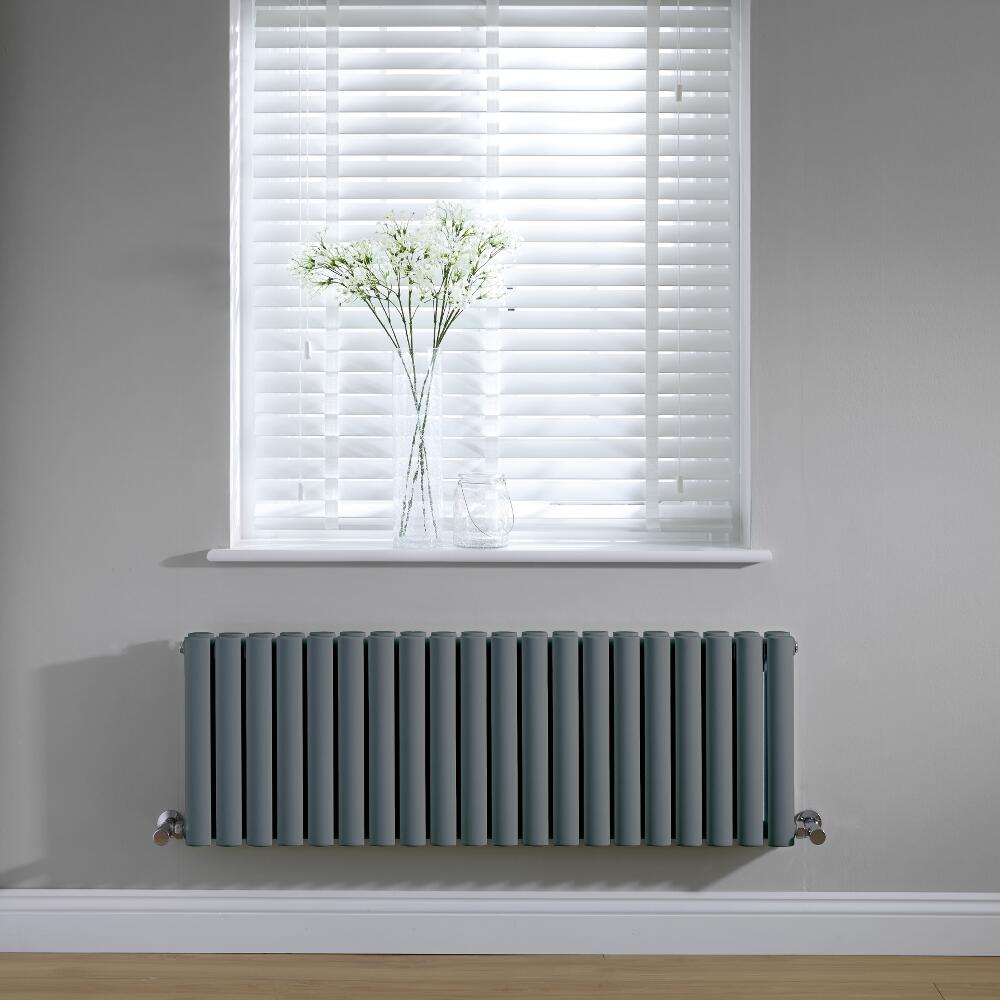 Radiador de Diseño Horizontal Doble - Antracita - 400mm x 1180mm x 78mm -1238 Vatios – Revive
