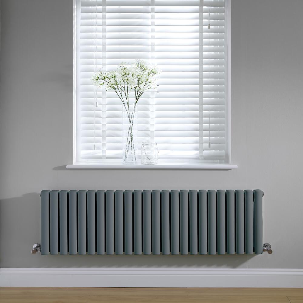 Radiador de Diseño Horizontal Doble - Antracita - 400mm x 1411mm x 78mm -1485 Vatios – Revive