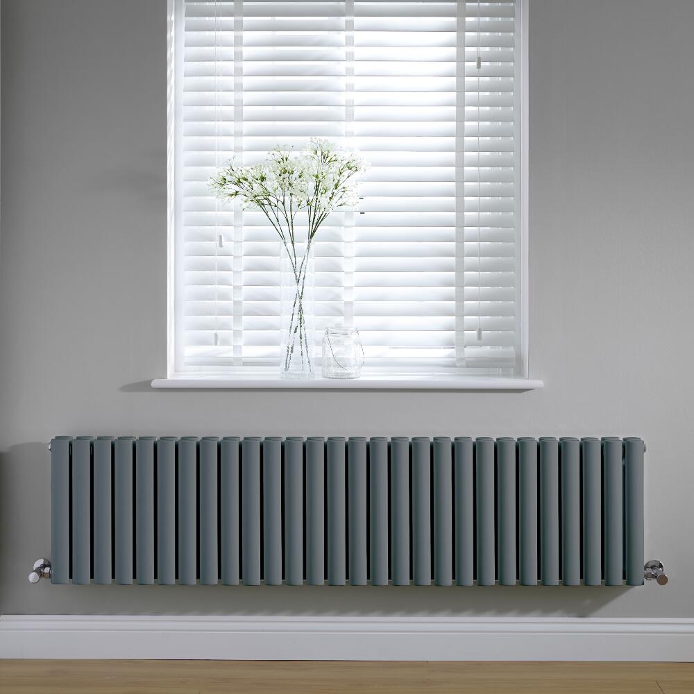 Radiador de Diseño Horizontal Doble - Antracita - 400mm x 1647mm x 78mm -1733 Vatios – Revive