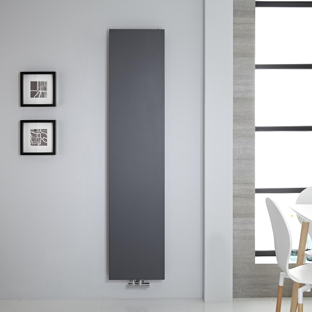 Radiador de Diseño Vertical - Panel Plano - Conexión Central - Antracita - 1820mm x 400mm - 842 Vatios – Rubi