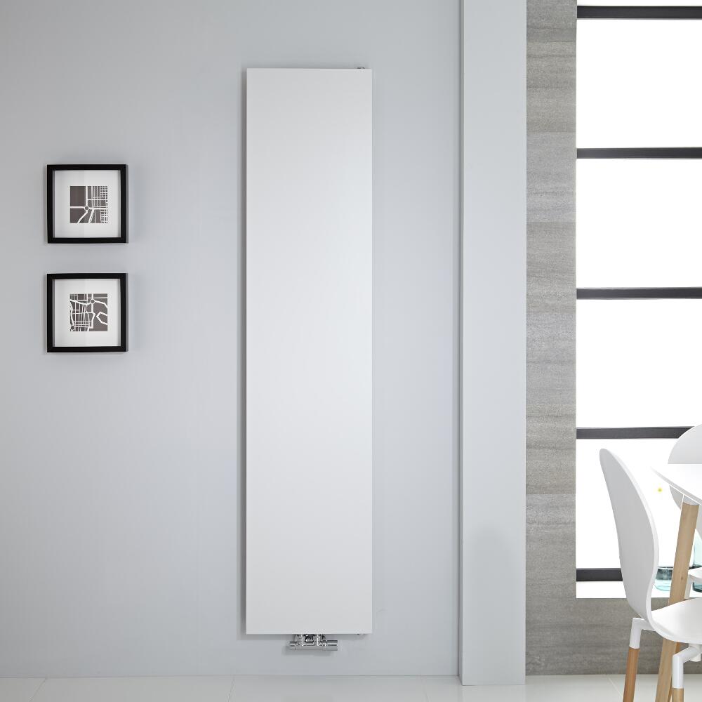 Radiador de Diseño Vertical - Panel Plano - Conexión Central - Blanco - 1800mm x 400mm - 842 Vatios - Rubi
