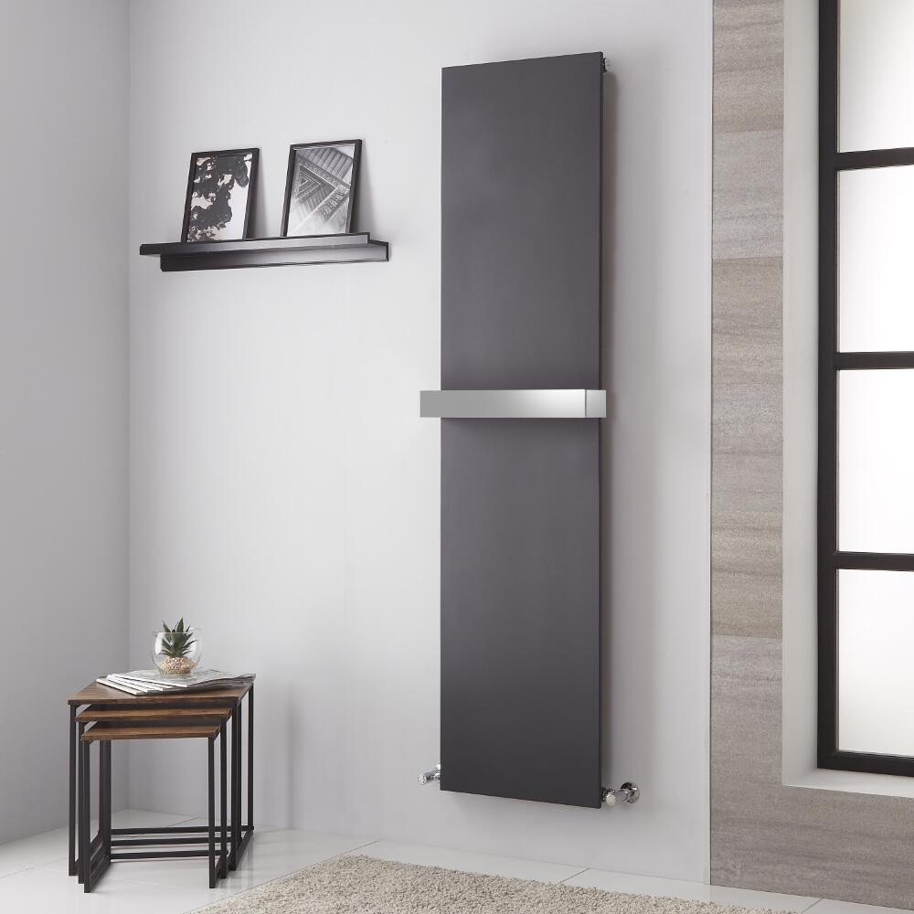 Radiador de Diseño Vertical - Panel Plano – Conexión Central - Antracita - 1800mm x 450mm - 1016 Vatios - Trevi