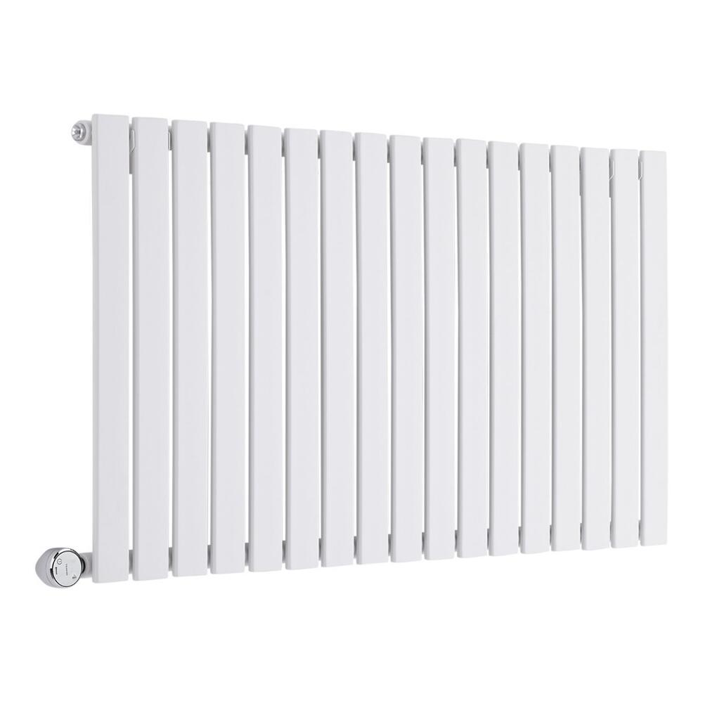 Radiador de Diseño Eléctrico Horizontal - Blanco - 635mm x 1190mm x 46mm - Elemento Termostático de 1000W - Delta
