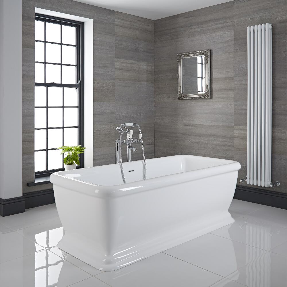 Bañera Acrílica Rectangular Moderna 1740x800mm con Base de Soporte - Ashford