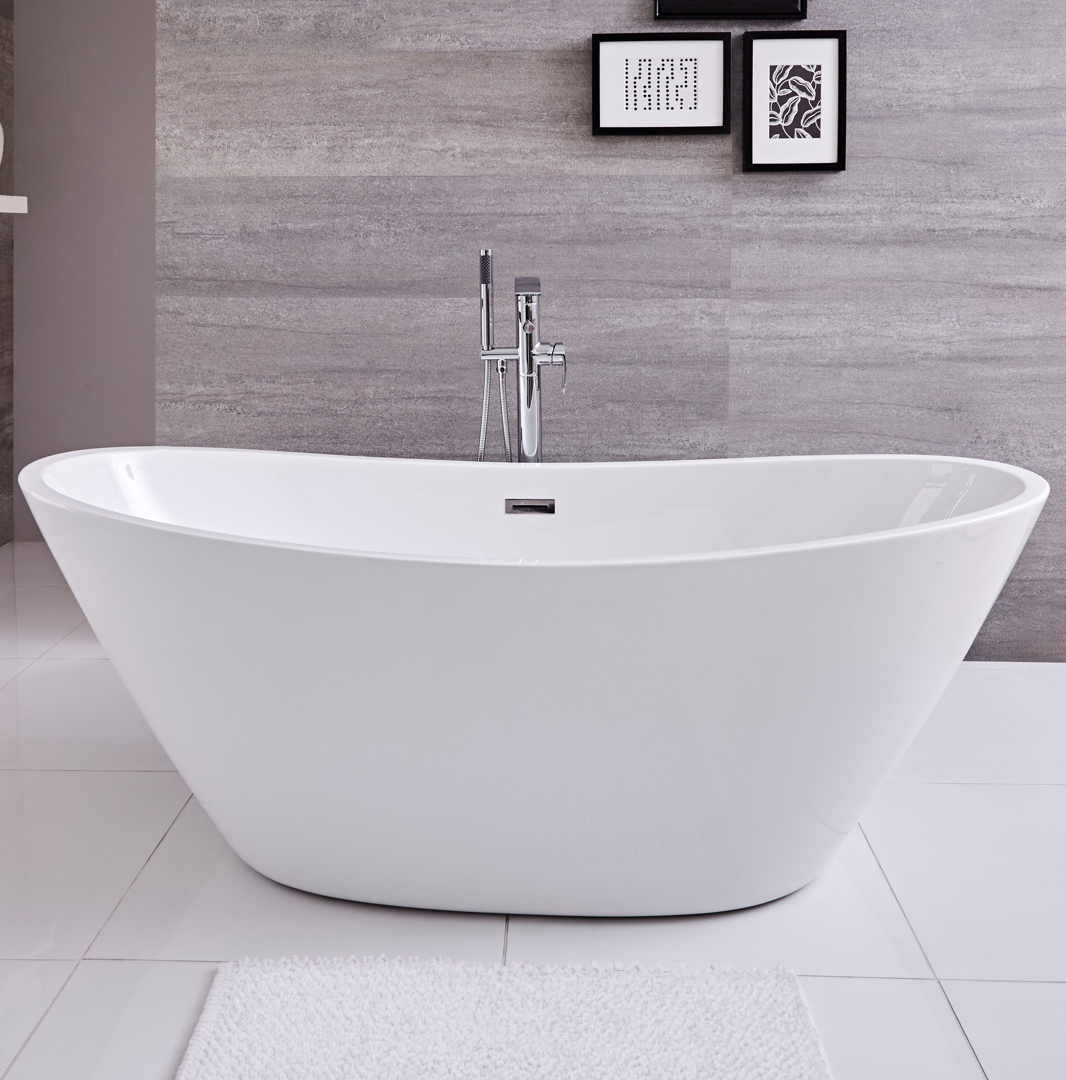 Bañera Exenta Oval Blanca 1570 x 785 x 670mm - Ashbury