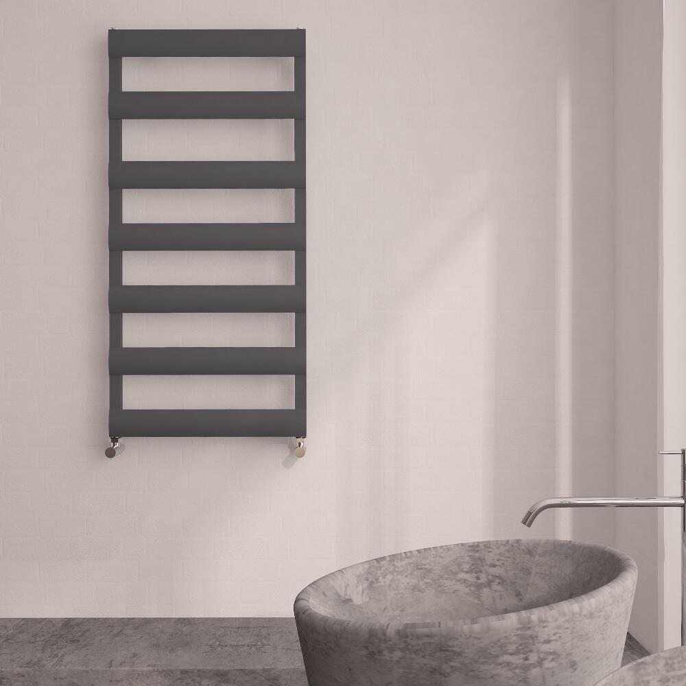 Radiador Toallero Plano - Antracita - Aluminio - 1190mm x 500mm x 36mm - 531 Vatios - Gradus
