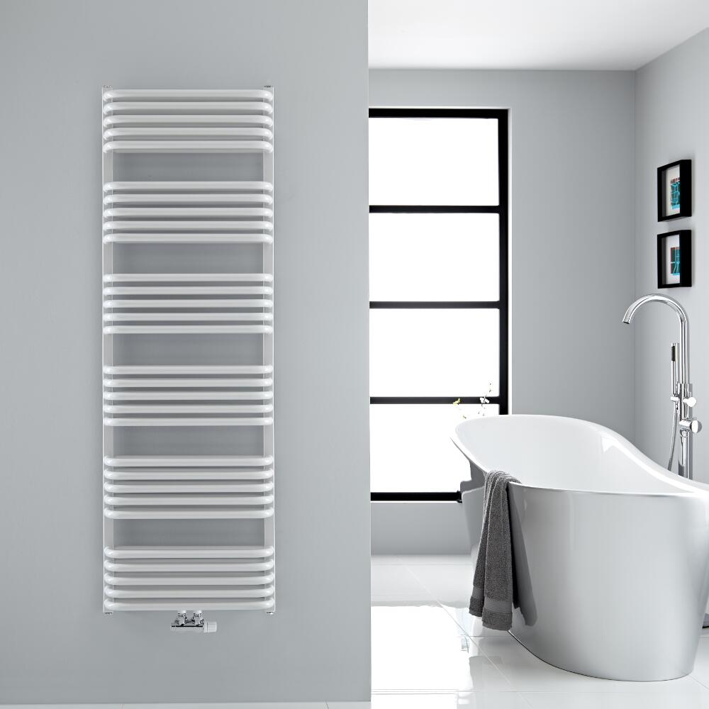 Radiador Toallero con Conexión Central - Curvo - Blanco - 1533mm x 500mm - 1524 Vatios – Arch
