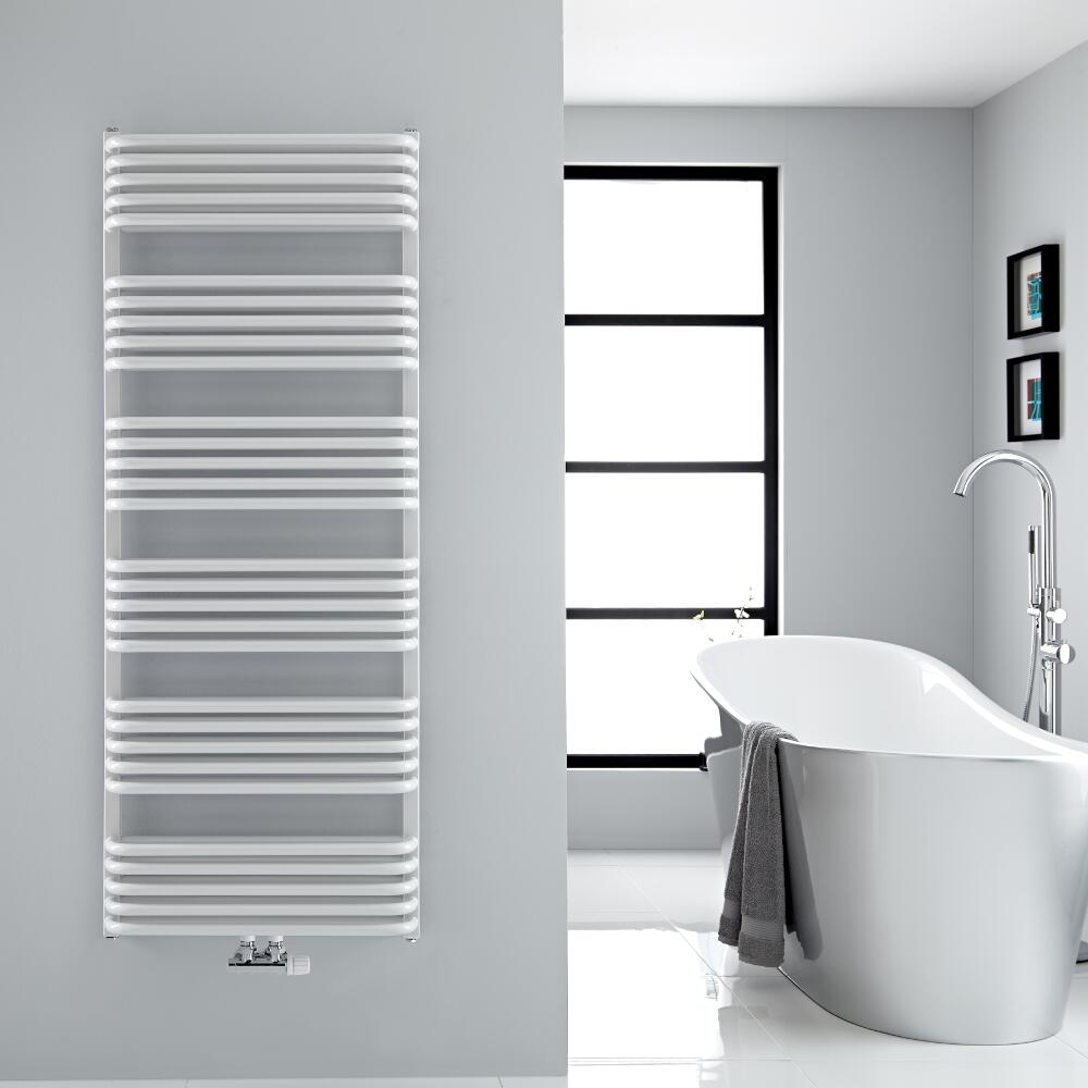 Radiador Toallero con Conexión Central - Curvo - Blanco - 1533mm x 600mm - 1818 Vatios - Arch