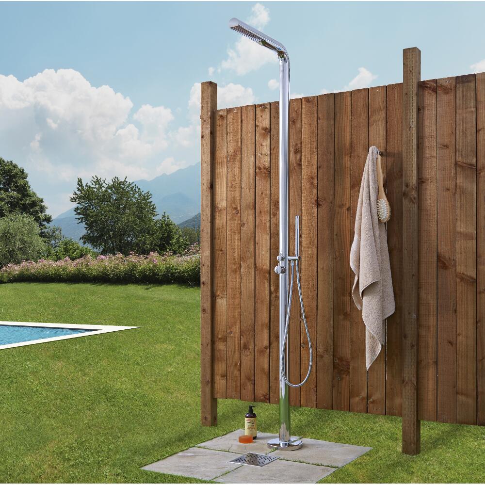 Ducha Exterior de Acero Inoxidable Cromado de 2 Salidas - Lugo