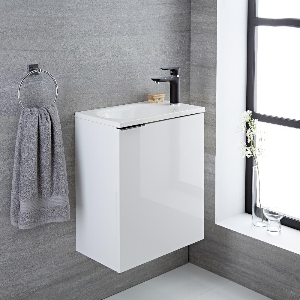 Mueble de Lavabo Suspendido con Acabado Color Blanco Lacado 500x300x600mm con Lavabo Integrado - Ranwick