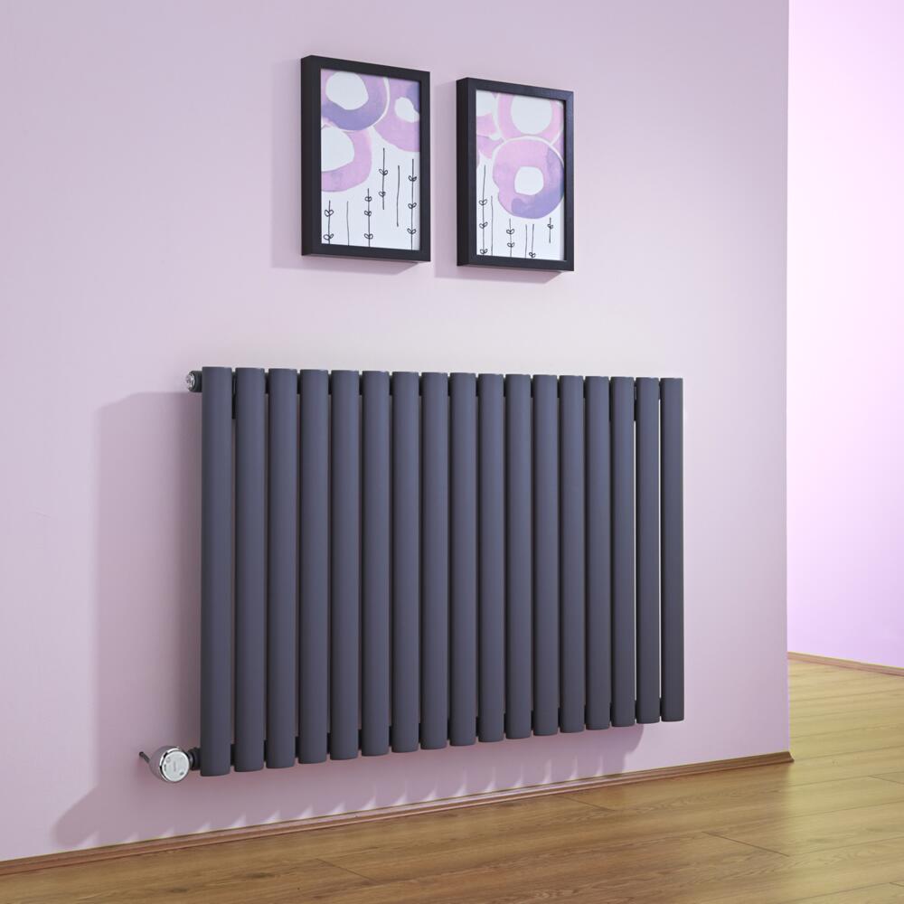 Radiador de Diseño Eléctrico Horizontal - Antracita - 635mm x 1000mm x 55mm - Elemento Termostático de 1000W - Revive