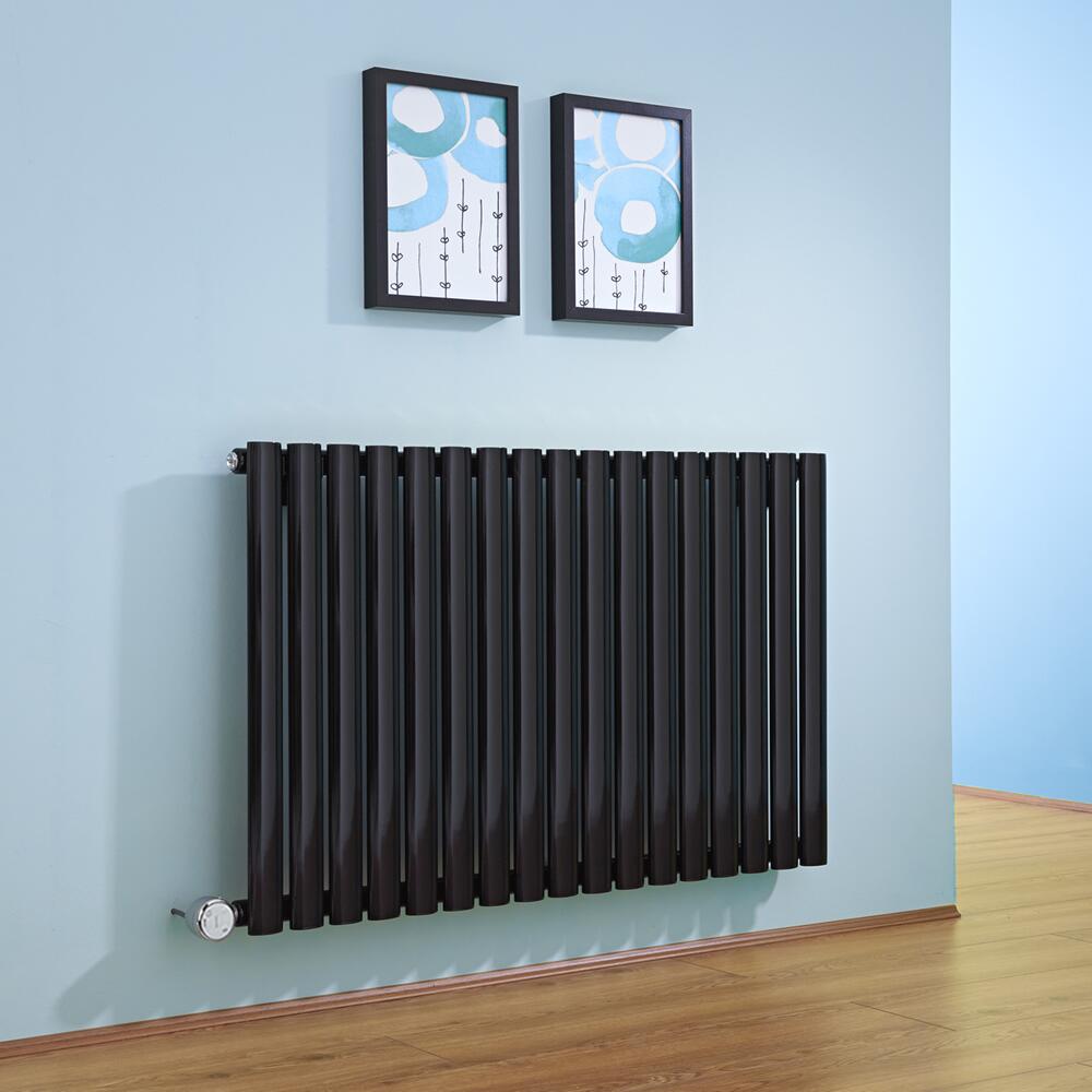 Radiador de Diseño Eléctrico Horizontal - Negro - 635mm x 1000mm x 55mm - Elemento Termostático de 1000W - Revive