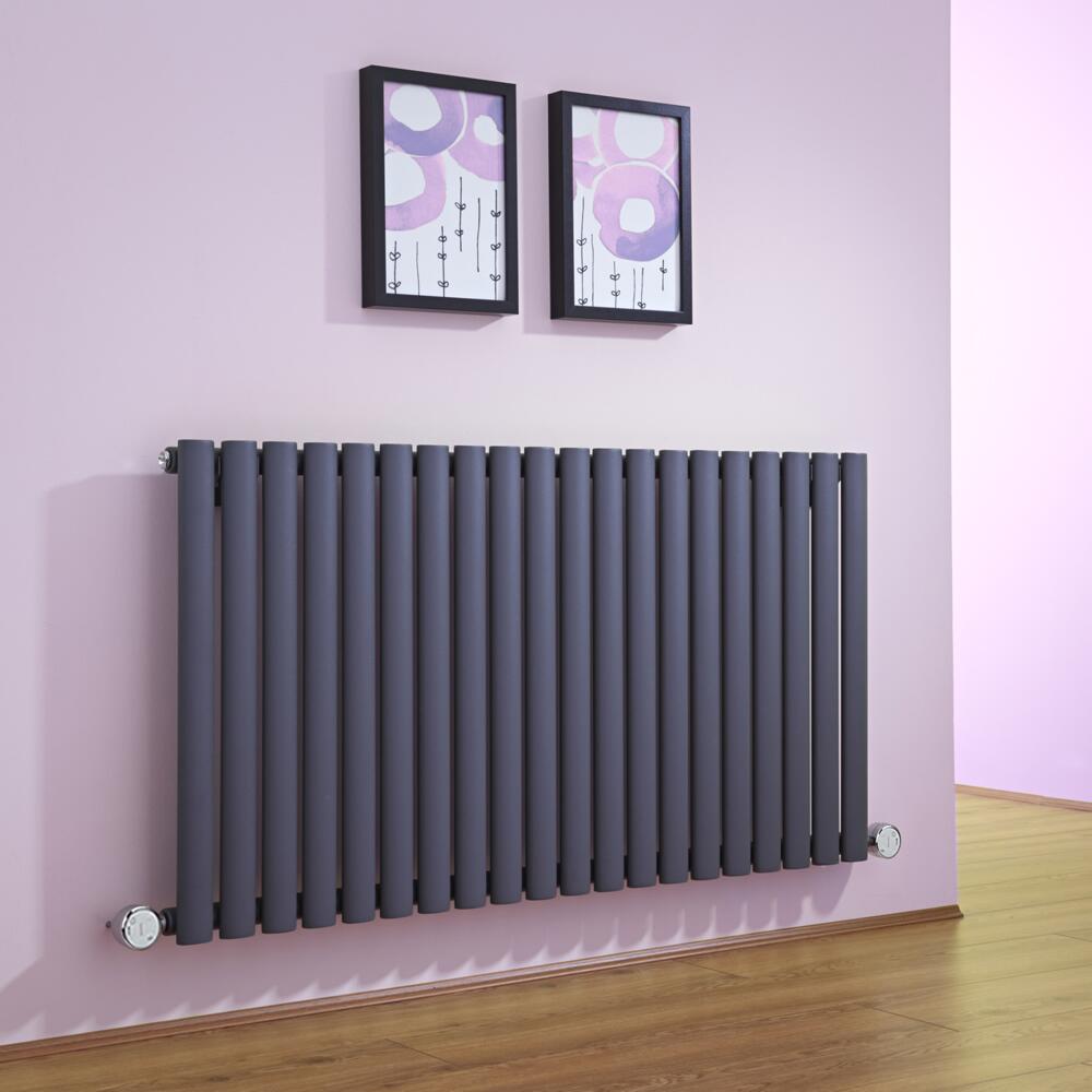 Radiador de Diseño Eléctrico Horizontal - Antracita - 635mm x 1180mm x 56mm - 2 Elementos de 600W - Revive