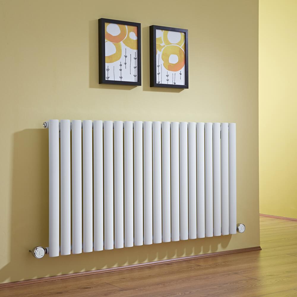 Radiador de Diseño Eléctrico Horizontal - Blanco - 635mm x 1180mm x 56mm - 2 Elementos de 600W - Revive