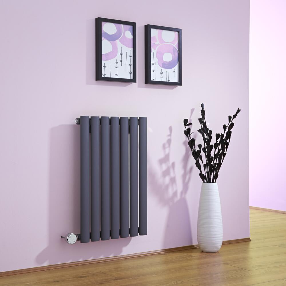 Radiador de Diseño Eléctrico Horizontal - Antracita - 635mm x 415mm x 55mm - Elemento Termostático de 400W - Revive
