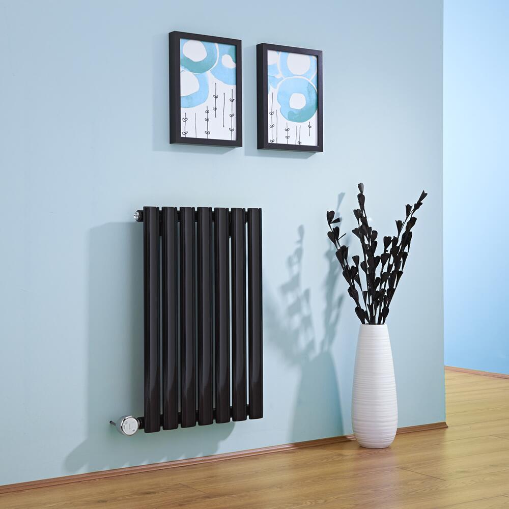 Radiador de Diseño Eléctrico Horizontal - Negro - 635mm x 415mm x 55mm - Elemento Termostático de 400W - Revive