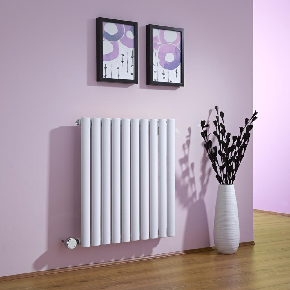Radiador de Diseño Eléctrico Horizontal - Blanco - 635mm x 595mm x 55mm - Elemento Termostático de 600W - Revive