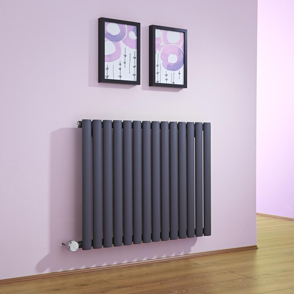 Radiador de Diseño Eléctrico Horizontal - Antracita - 635mm x 834mm x 56mm - Elemento Termostático de 1000W - Revive
