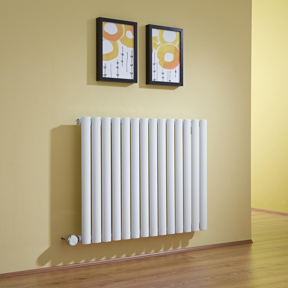 Radiador de Diseño Eléctrico Horizontal - Blanco - 635mm x 834mm x 56mm - Elemento Termostático de 1000W - Revive