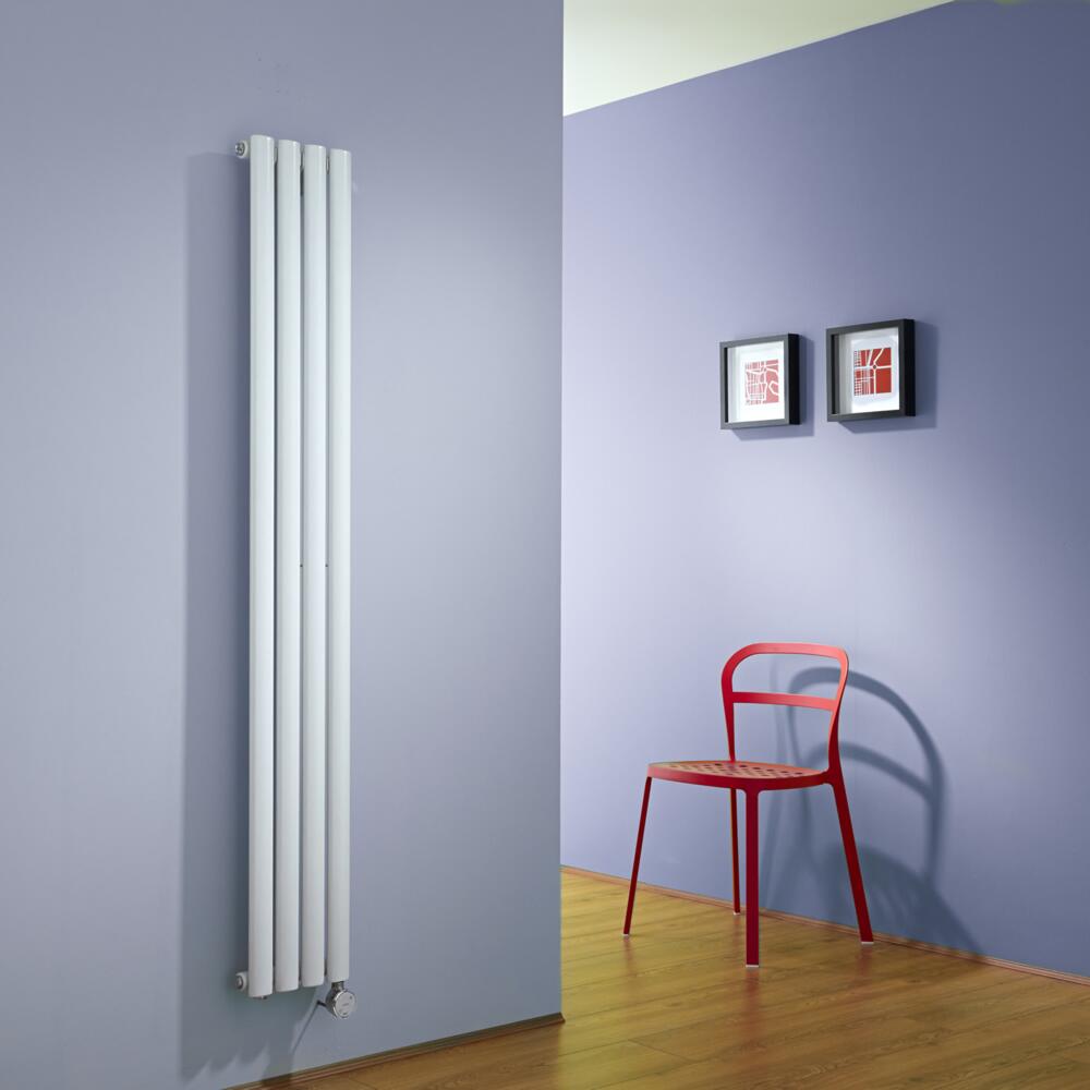 Radiador de Diseño Eléctrico Vertical - Blanco - 1600mm x 236mm x 56mm - Elemento Termostático de 600W - Revive