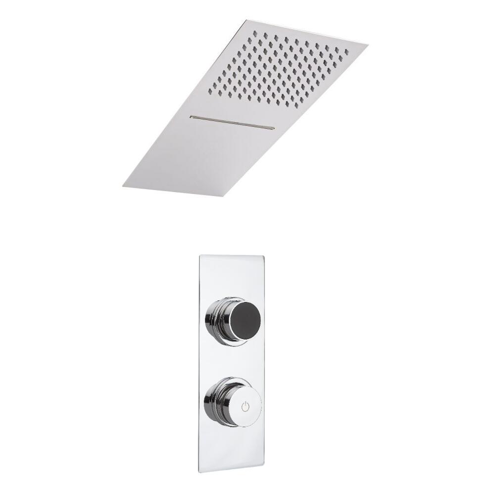 Ducha Digital con Sistema de Control de 2 Salidas con Alcachofa de Ducha Efecto Lluvia o Cascada y Telefonillo de Ducha