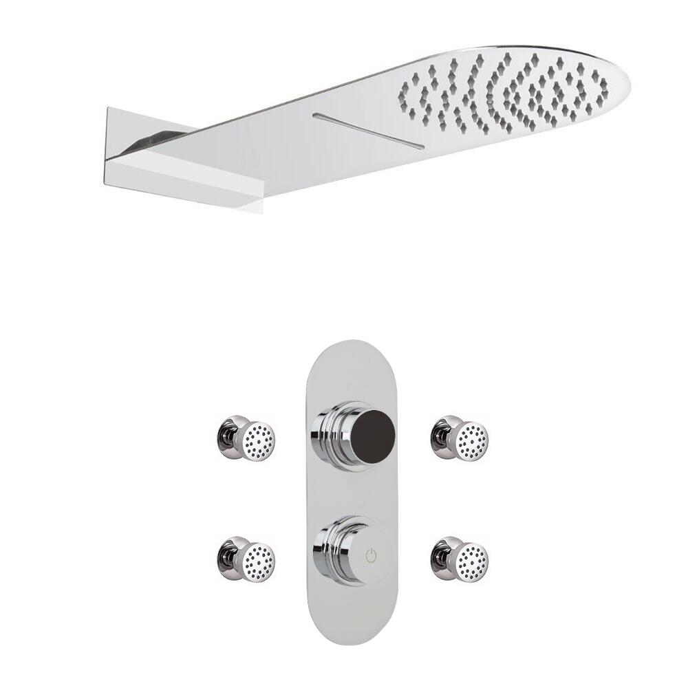 Ducha Digital con Sistema de Control de 3 Salidas con Alcachofa Efecto Lluvia y Cascada con Telefonillo
