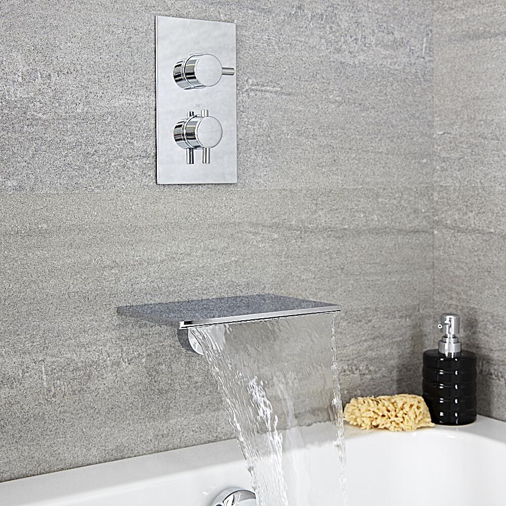 Conjunto de Ducha Termostático de 1 Función Redondo con Llenador de Bañera - Como