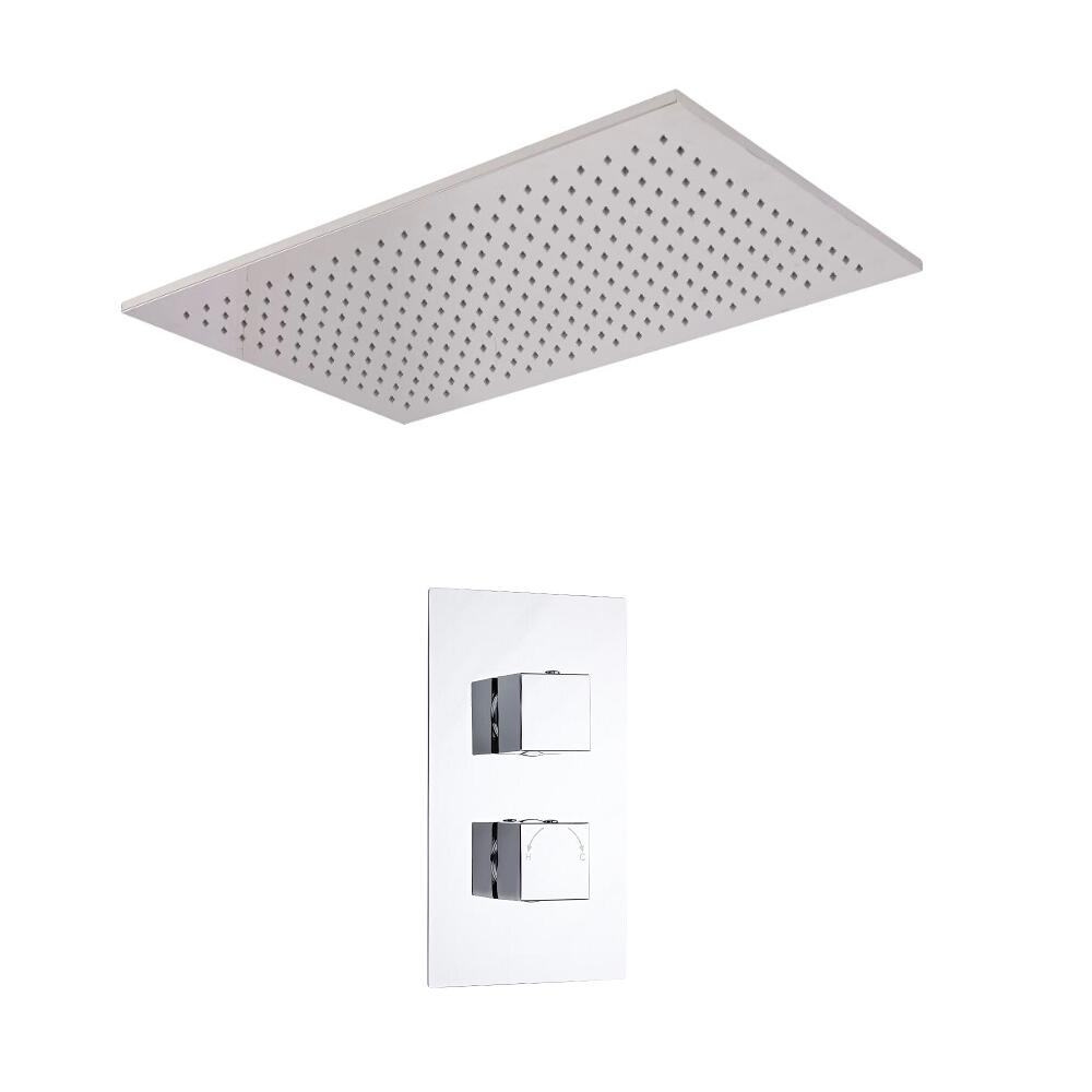 Conjunto de Ducha Termostático de 1 Función con Alcachofa de Techo de Emportable de 800x500mm