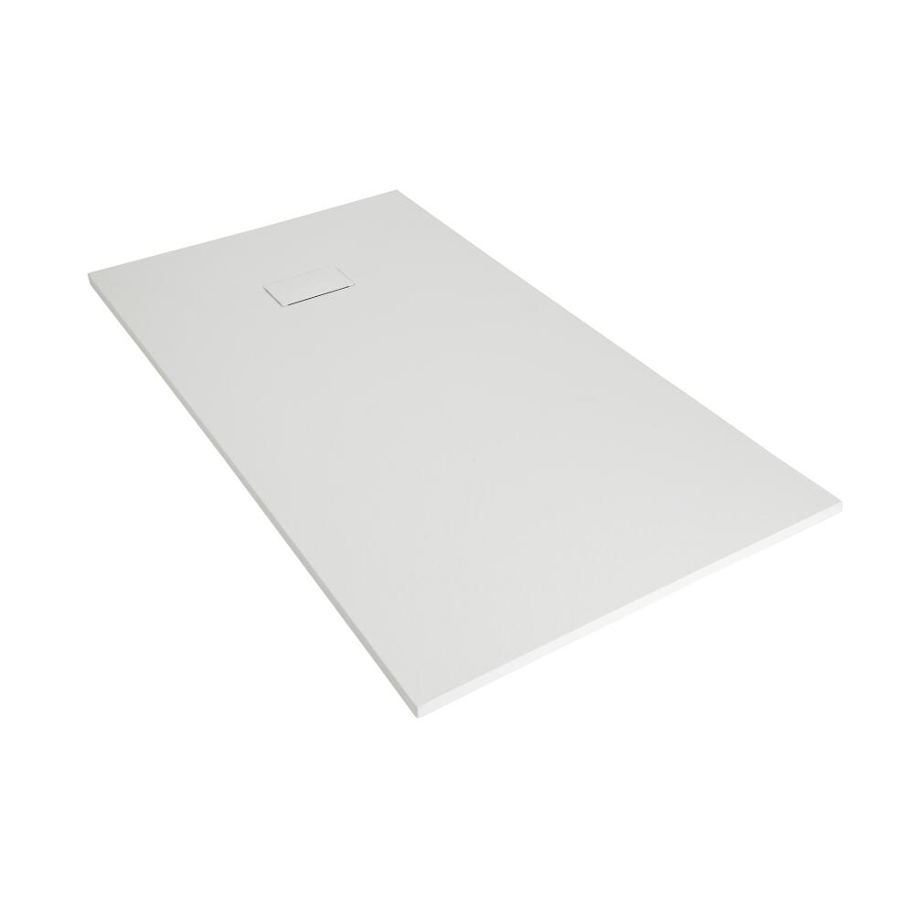 Plato de Ducha Rectangular Efecto Piedra de Color Blanco Opaco de 900x800mm